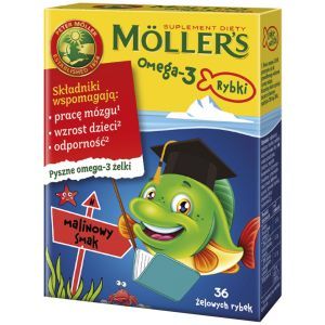 Moller's Omega-3 rybki x 36 żelków o smaku malinowym