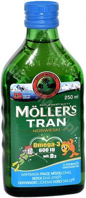 Moller's tran norweski o aromacie owocowym 250 ml + tatuaże dla dzieci GRATIS!!!