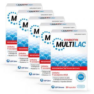 MULTILAC Synbiotyk (Probiotyk + Prebiotyk) w pięciopaku 5 x 20 kaps