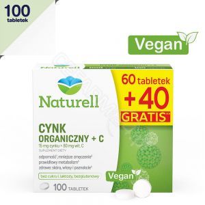 Naturell Cynk organiczny + C x 100 tabl