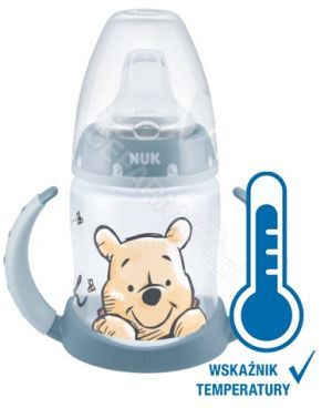 NUK butelka First Choice z uchwytami ze wskaźnikiem temperatury Kubuś Puchatek 150 ml (niebieska)