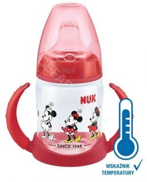 NUK butelka First Choice z uchwytami ze wskaźnikiem temperatury Myszka Miki 150 ml (czerwona)