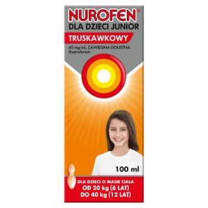 Nurofen dla dzieci Junior ibuprofen smak truskawkowy zawiesina 100 ml