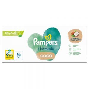 Pampers Harmonie Coco chusteczki nawilżane 9 x 44 szt (0% plastic)