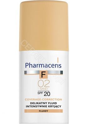 Pharmaceris f - delikatny fluid intensywnie kryjący o przedłużonej trwałości spf 20 sand (02 - piaskowy) 30 ml