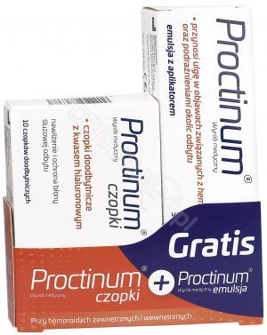 Proctinum czopki doodbytnicze x 10 szt + Proctinum emulsja z aplikatorem 30 ml GRATIS!!!