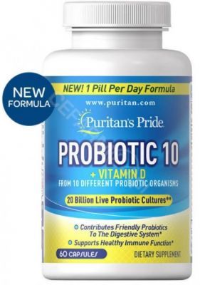 Puritan's Pride Probiotyk 10 + Witamina D3 x 60 kaps