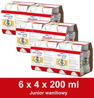 Resource Junior waniliowy w sześciopaku (6x) 4 x 200 ml
