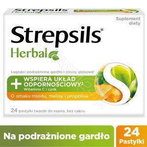 Strepsils Herbal miód, melisa i propolis na gardło do ssania pastylki x  24 szt