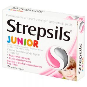 Strepsils Junior na ból gardła dla dzieci do ssania pastylki x 24 szt