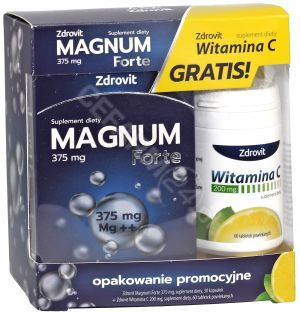 Zdrovit promocyjny zestaw - Magnum forte 375 mg x 30 kaps + Witamina C 200 mg x 60 tabl GRATIS!!!